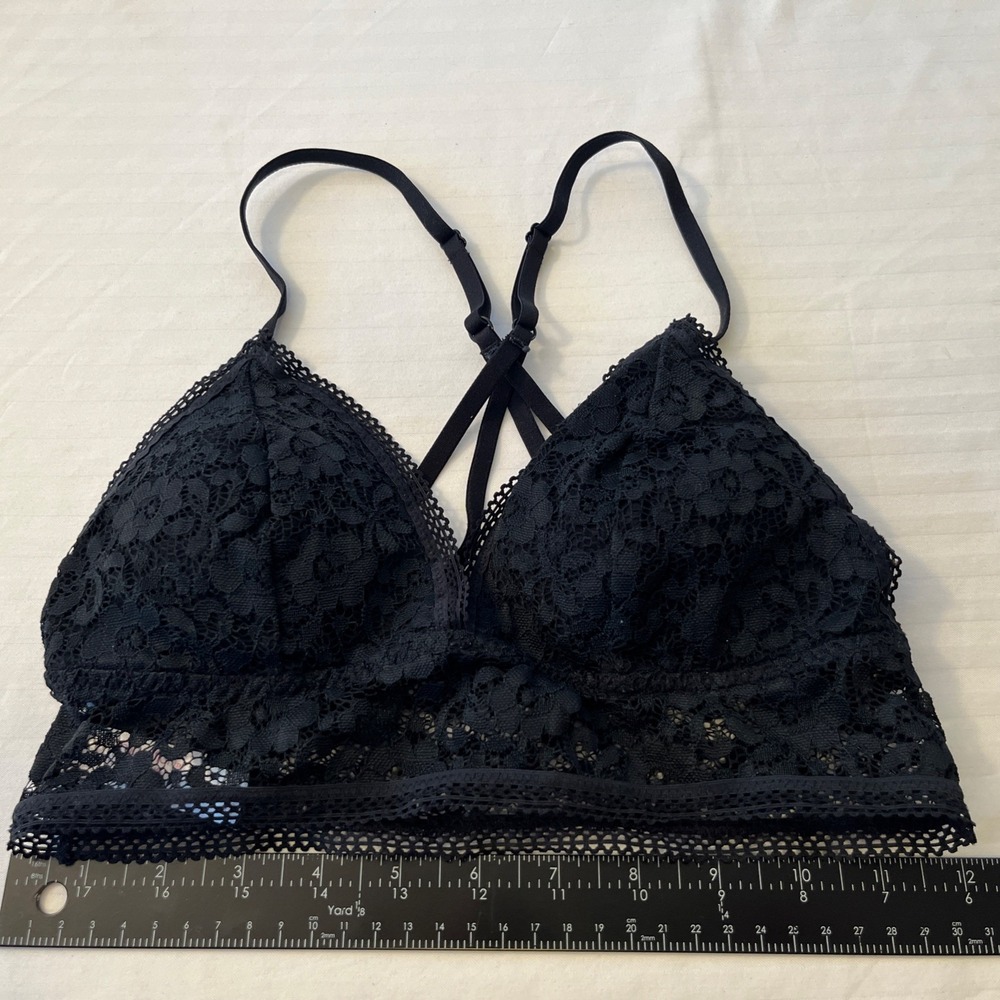 Xhilaration Women's Lace Bandeau Bra S Small Black Longline Bralette - Picture 8 of 10